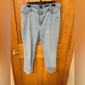 J Jill Jeans Cropped Authentic Fit Oxford Wash NWT Size 16 Raw Hem